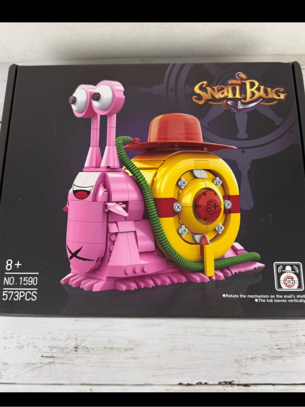 573 Piece Snail Bug Building Block Set - Moving Mechanisms - Pink / Yellow